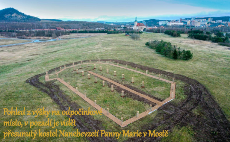 Výsadba dřevin na původním místě kostela Nanebevzetí  Panny Marie v Mostě